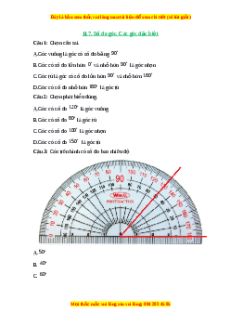 Trắc nghiệm Số đo góc. Các góc đặc biệt Toán 6 Chân trời sáng tạo