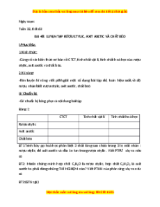 Giáo án Luyện tập: Rượu etylic, axit axetic và chất béo Hóa học 9