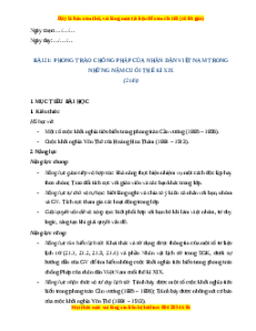 Giáo án Bài 21 Lịch sử 8 Chân trời sáng tạo (2024): Phong trào chống Pháp của nhân dân Việt Nam trong những năm cuối thế kỉ XIX