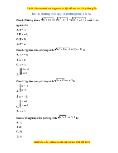 Trắc nghiệm Phương trình quy về phương trình bậc hai Toán 10 Kết nối tri thức