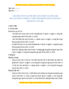 Giáo án Bài 13 KTPL 11 Cánh diều: Quyền và nghĩa vụ của công dân trong tham gia quản lí nhà nước và xã hội