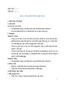 Giáo án Chủ đề C2 Bài 2 Tin học lớp 5 Cánh diều: Tìm kiếm tệp và thư mục