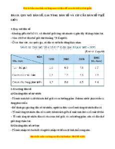 Lý thuyết Bài 19 Địa lý 10 Chân trời sáng tạo: Quy mô dân số, gia tăng dân số và cơ cấu dân số thế giới