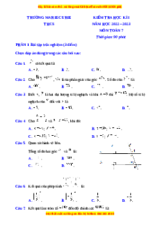 Đề thi cuối kì 1 Toán 7 Cánh diều trường Mariecurie