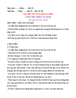 Giáo án Chủ đề 6. Tập làm chủ gia đình