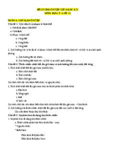 Đề cương ôn tập Giữa kì 1 Địa lí 12 Kết nối tri thức