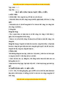 Giáo án Đối xứng trong thực tiễn Toán 6 Cánh diều