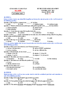 Đề thi vào 10 Tiếng Anh Tỉnh Bắc Ninh năm 2023-2024