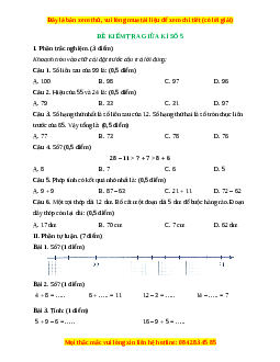Đề thi giữa kì 1 Toán lớp 2 Cánh diều - Đề 5
