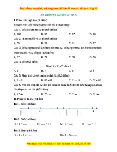 Đề thi giữa kì 1 Toán lớp 2 Cánh diều - Đề 5