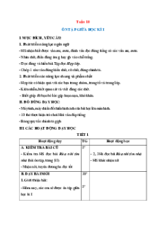 Giáo án Tuần 10 Tiếng Việt lớp 1 Cánh diều
