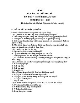 Bộ 3 đề thi giữa kì 1 Tin học 9 Chân trời sáng tạo có đáp án