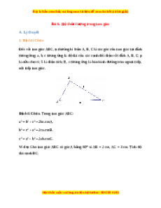 Lý thuyết Toán 10 Kết nối tri thức Bài 6: Hệ thức lượng trong tam giác