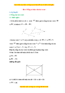 Lý thuyết Bài 4: Tổng và hiệu của hai vectơ Toán 10 Cánh diều