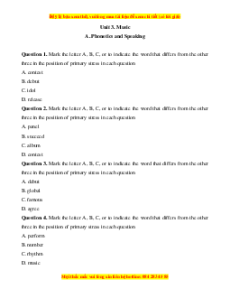 Trắc nghiệm Unit 3: Music Tiếng Anh 10 Kết nối tri thức