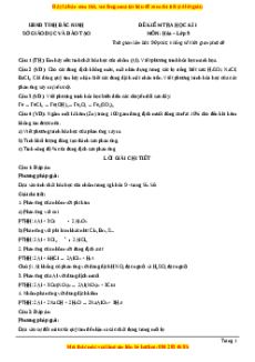 Đề thi cuối kì 1 Hóa học 9 phòng GD&ĐT UBND Tỉnh Bắc Ninh