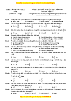 Đề thi thử tốt nghiệp Vật lí trường THPT Tiên Hưng - Thái Bình năm 2024