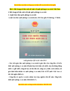 Lý thuyết GDQP 10 Kết nối tri thức Bài 2: Nội dung cơ bản một số luật về quốc phòng và an ninh Việt Nam