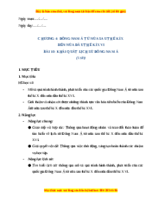Giáo án Bài 10 Lịch sử 7 Cánh diều (Phiên bản 2): Khái quát lịch sử Đông Nam Á