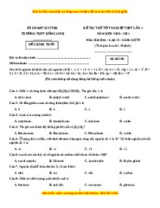 Đề thi thử Hóa Học trường Hồng Lĩnh năm 2021