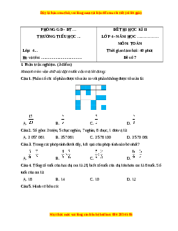 Đề thi cuối kì 2 Toán lớp 4 Chân trời sáng tạo - Đề 7