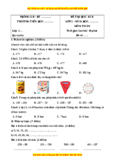 Đề thi cuối kì 2 Toán lớp 2 Cánh diều (Đề 15)