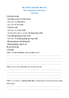 Đề cương ôn tập Giữa kì 1 Công nghệ cơ khí 11 Cánh diều (có đáp án)