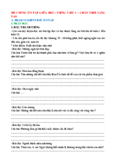 Đề cương ôn tập Giữa kì 1 Tiếng Việt lớp 4 Chân trời sáng tạo