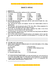 Bài tập Unit 3: Music Tiếng Anh 10 chương trình thí điểm