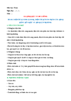 Giáo án Diện tích xung quanh, diện tích toàn phần của hình hộp chữ nhật Toán lớp 5 Cánh diều