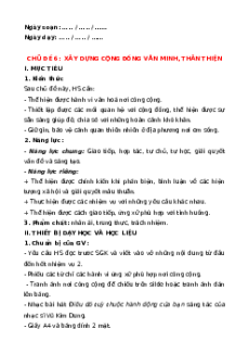 Giáo án HĐTN 6 Chân trời sáng tạo Chủ đề 6. Xây dựng cộng đồng văn minh, thân thiện