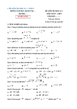 Đề thi Cuối kì 1 Toán 9 Kết nối tri thức 2024 (Đề 3)
