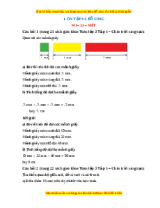 Giải Sgk Toán lớp 3 Bài 11: Mi-li-mét (Chân trời sáng tạo)