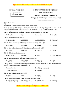 Đề thi thử Hóa Học Sở Ninh Bình lần 1 năm 2021