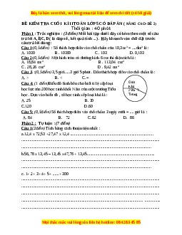 Đề thi cuối kì 2 Toán lớp 5 nâng cao - Đề 2