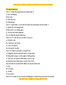 Trắc nghiệm Ôn tập chương 4 Địa lí 10 Chân trời sáng tạo