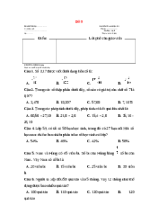 Đề thi cuối kì 1 Toán lớp 5 Cánh diều (Đề 9)