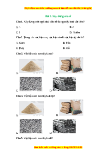 Trắc nghiệm Bài 2 Công nghệ 6 Kết nối tri thức: Xây dựng nhà ở