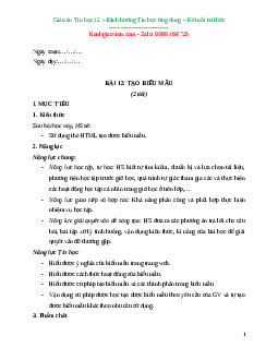 Giáo án Bài 12: Tạo biểu mẫu Tin học 12 Kết nối tri thức