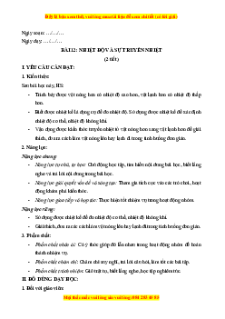 Giáo án Bài 12 Khoa học lớp 4 (Kết nối tri thức): Nhiệt độ và sự truyền nhiệt