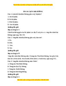 Trắc nghiệm Địa lý 7 Bài 18 Kết nối tri thức: Châu Đại Dương