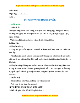 Giáo án Ôn tập đo lường Toán lớp 2 Kết nối tri thức