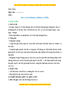 Giáo án Ôn tập đo lường Toán lớp 2 Kết nối tri thức