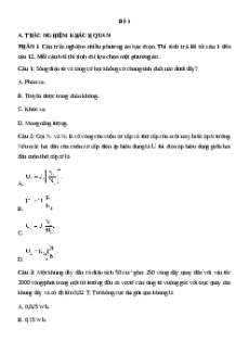 Đề thi Giữa kì 2 Vật lí 12 Cánh diều (Đề 1)