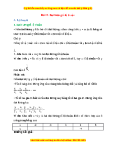 Lý thuyết Bài 22: Đại lượng tỉ lệ thuận