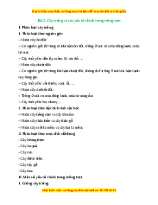 Lý thuyết Bài 2: Cây trồng và các yếu tố chính trong trồng trọt
