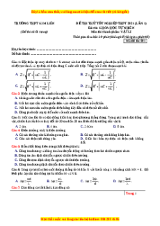 Đề thi thử Vật Lí trường Kim Liên năm 2021