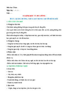 Giáo án Quãng đường, thời gian trong chuyển động đều Toán lớp 5 Cánh diều