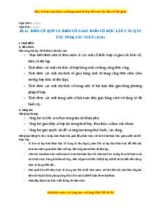 Giáo án Biến cố hợp và biến cố giao. Biến cố độc lập. Các quy tắc tính xác suất Toán 11 Cánh diều