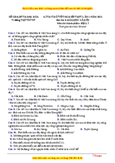Đề thi thử Địa lí trường Thanh Hóa năm 2023
